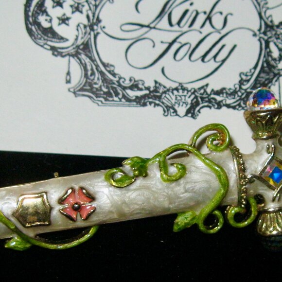 "KIRKS FOLLY RARE/SIGNED WHITE SWORD W/FAIRY & CRYSTAL STONES AT THE TOP NEW" - Picture 1 of 12